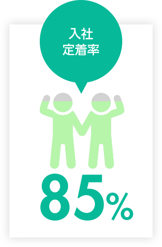 入社定着率85%